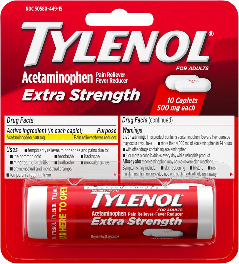 Tylenol Extra Strength Caplets with 500 mg Acetaminophen - 10CT