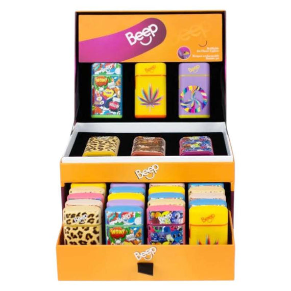 Beep | Refillable jet blue flame lighter Display of 34 [XLC218]