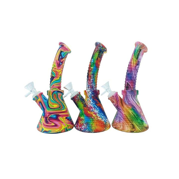 8.5" Angled Hydrographic Silicone Waterpipe - SP1019P